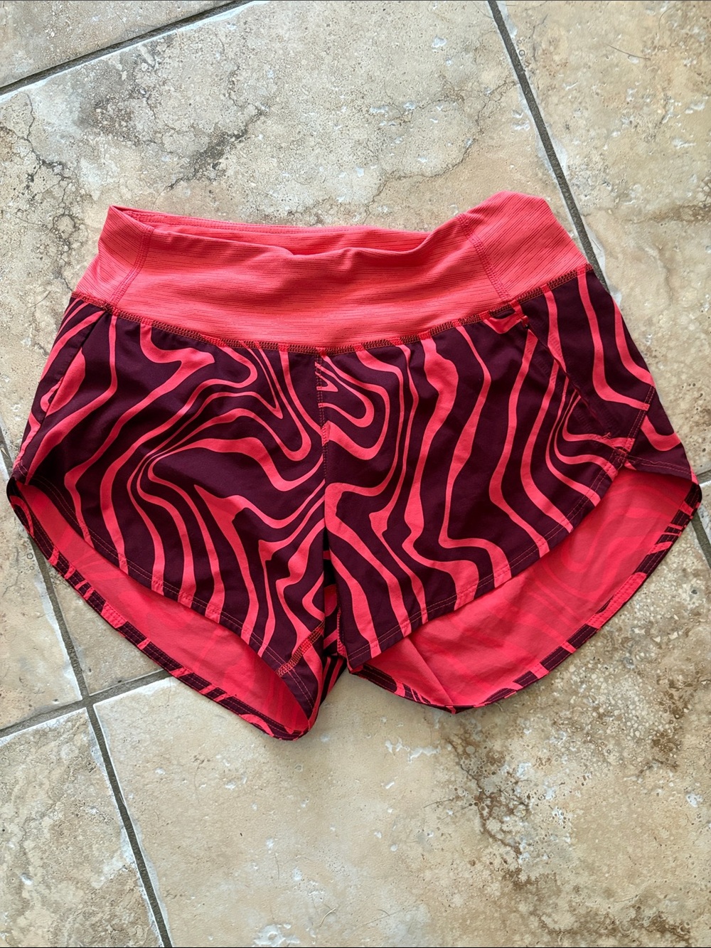 Women's Coral and Burgundy Outdoor Voices Running Shorts size small